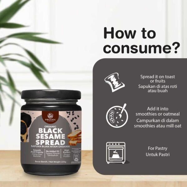 Organic 220g Premium Quality Sweet & Buttery Black Sesame Spread All Natural Ingredients Jam in Bottle