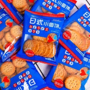 Worldwide Delivery 25g Japanese Round Shape Biscuits Exotic Snacks Sea Salt Round Cracker