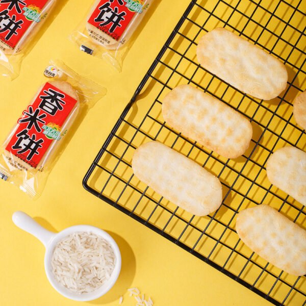 Multiflavored Crispy Rice Crackers and Snack Variety Pack Salted Biscuits and Cookies in Bag Packaging with Salty Taste