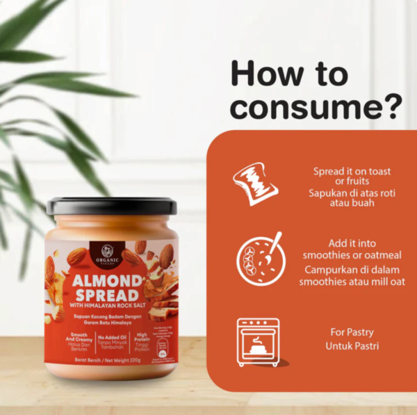 High Protein Low Sodium Natural Almond Spread Himalayan Rock Salt Sweet Buttery 220g